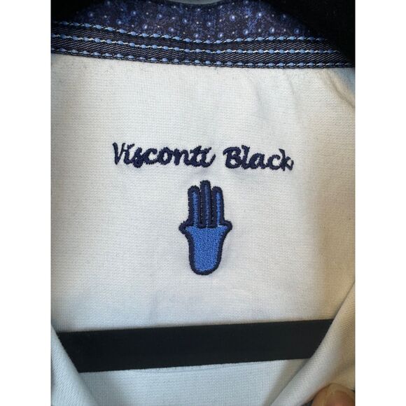 Bundle of 2 VISCONTI BLACK Blue and White Polos, Both Sz M - Picture 12 of 15